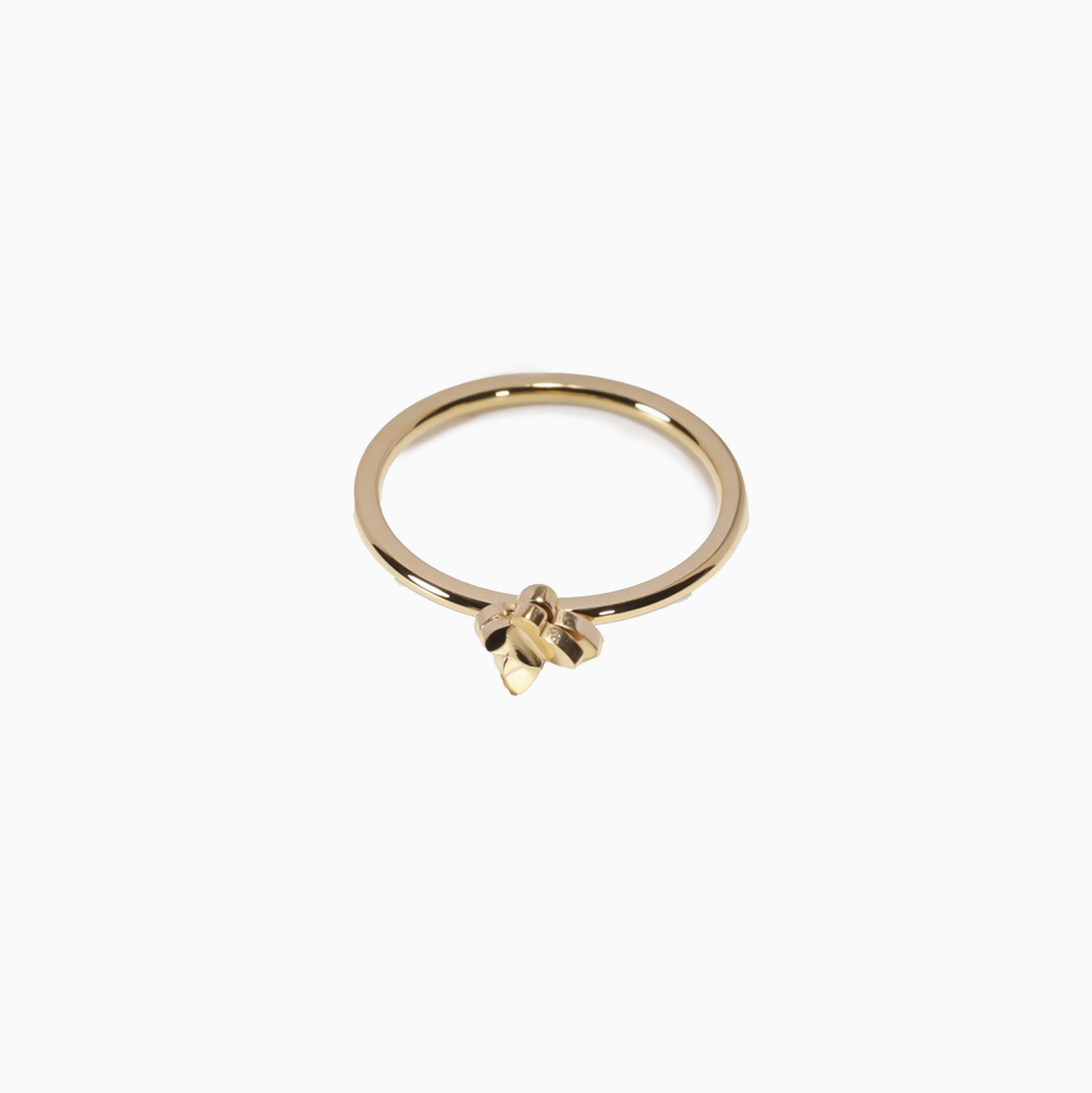 18K Gold Tiny Butterfly Coquette Thin Stack Ring