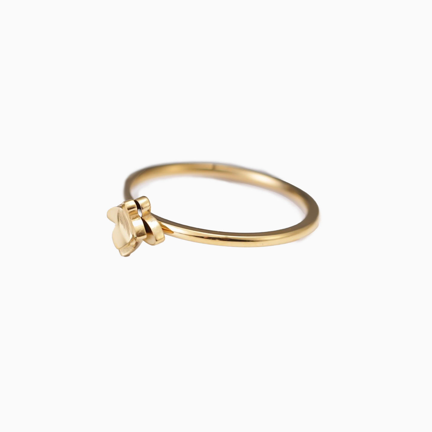 18K Gold Tiny Butterfly Coquette Thin Stack Ring