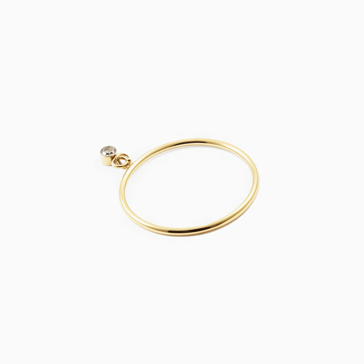 Tiny Delicate Diamond Thin Yellow Gold Stack Ring