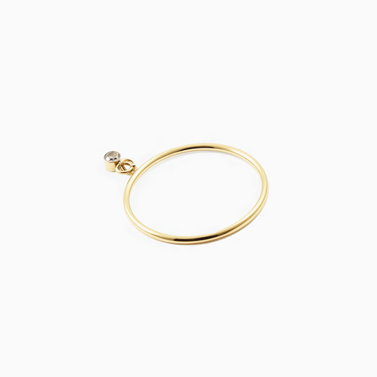 Tiny Delicate Diamond Thin Yellow Gold Stack Ring