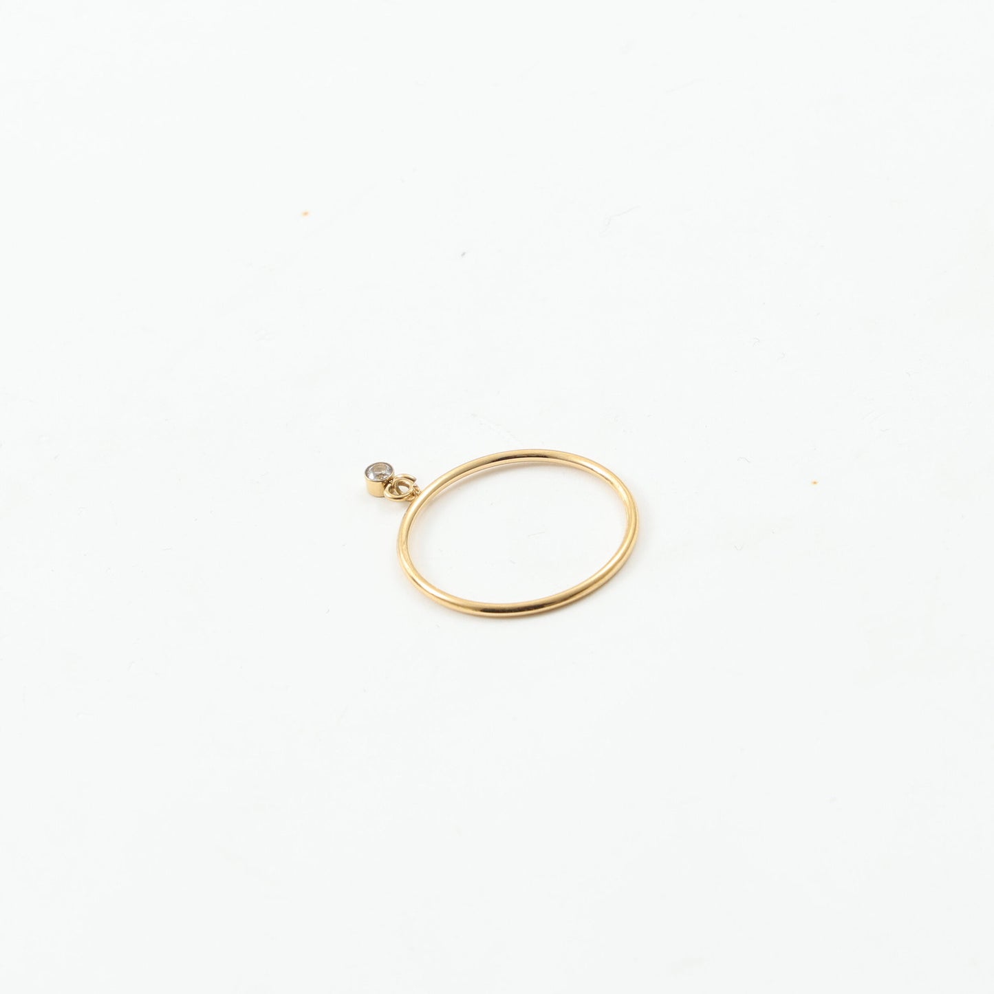 Tiny Delicate Diamond Thin Yellow Gold Stack Ring