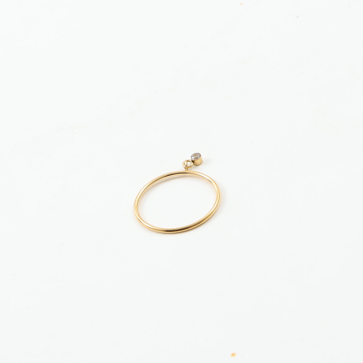 Tiny Delicate Diamond Thin Yellow Gold Stack Ring