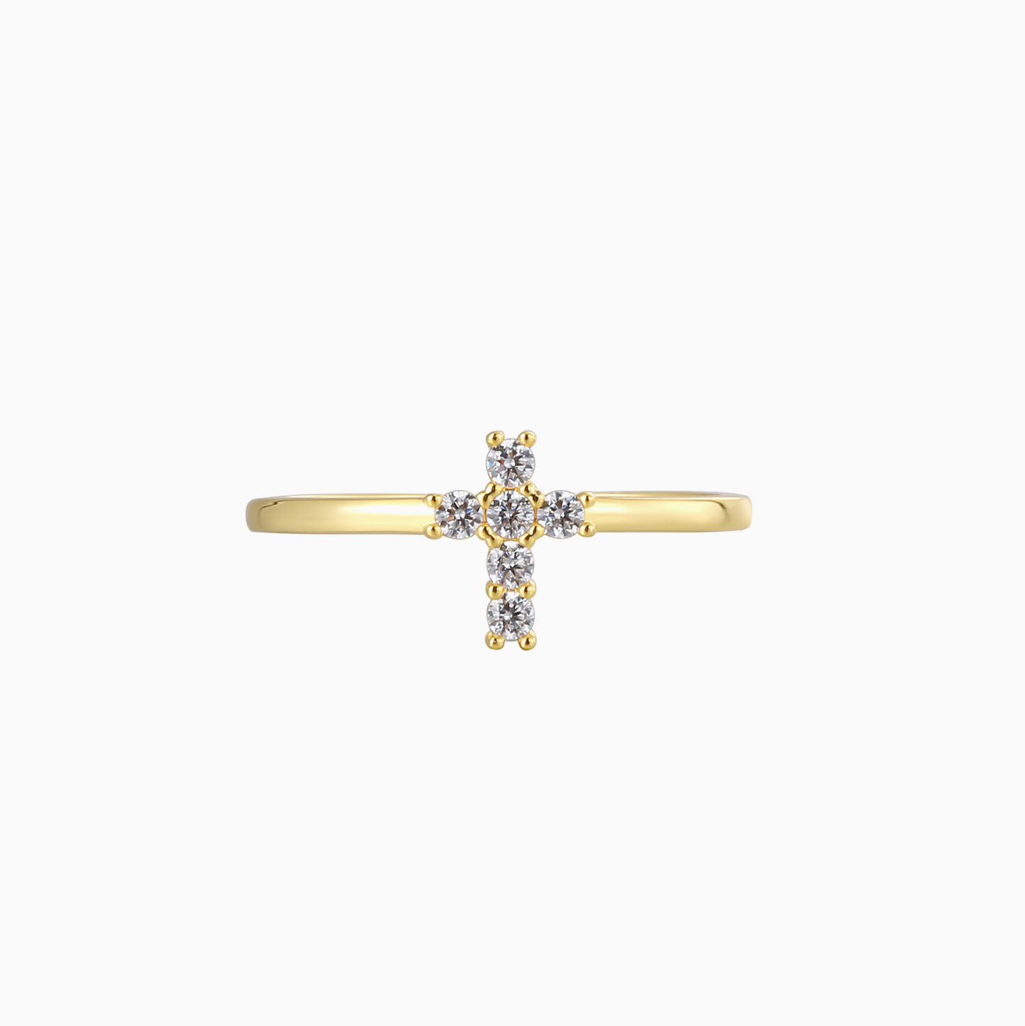 18K Gold Zirconia Cross Stack Ring