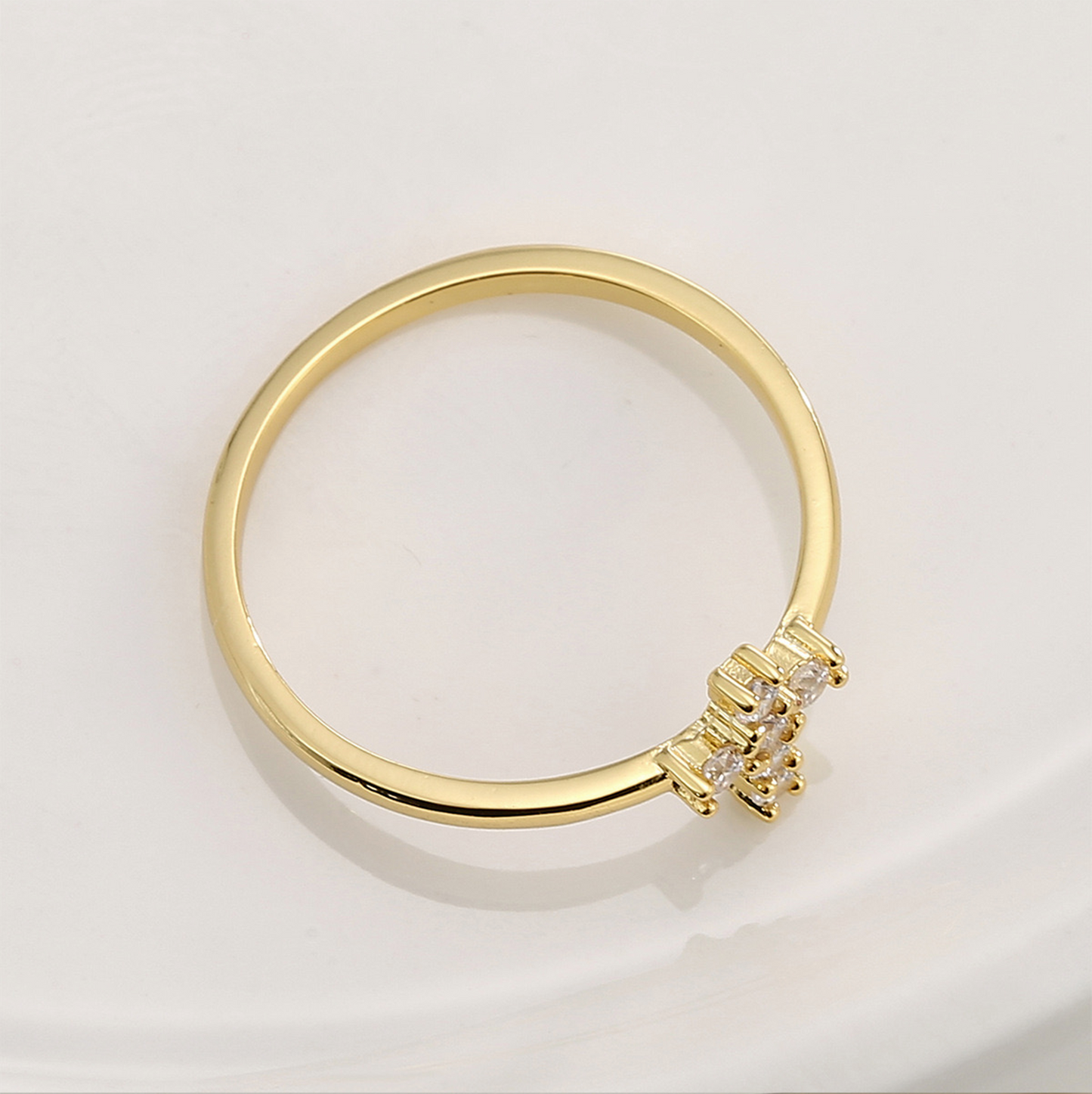 18K Gold Zirconia Cross Stack Ring