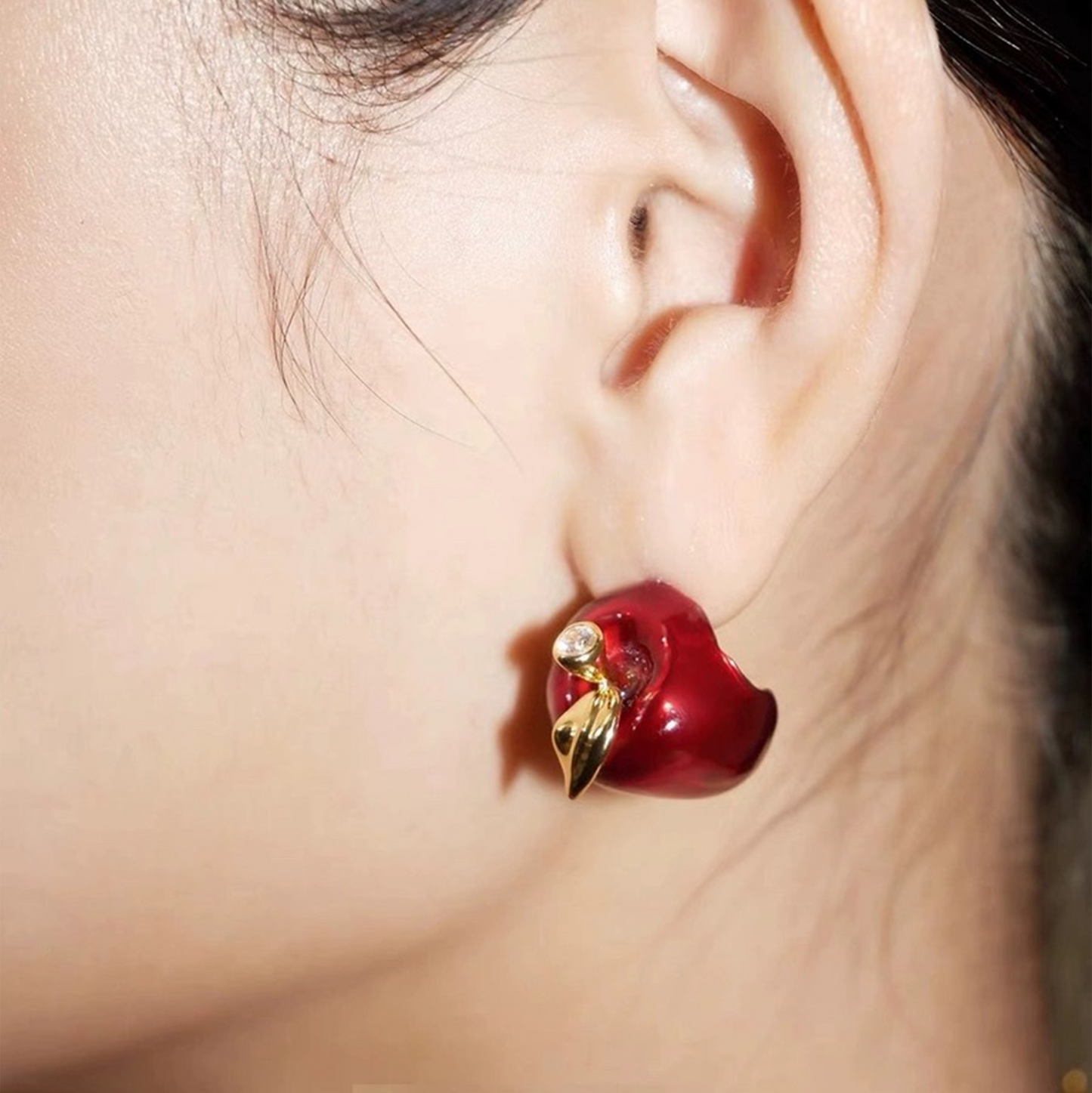 Snow White Series 18k Gold-plated Apple Earrings