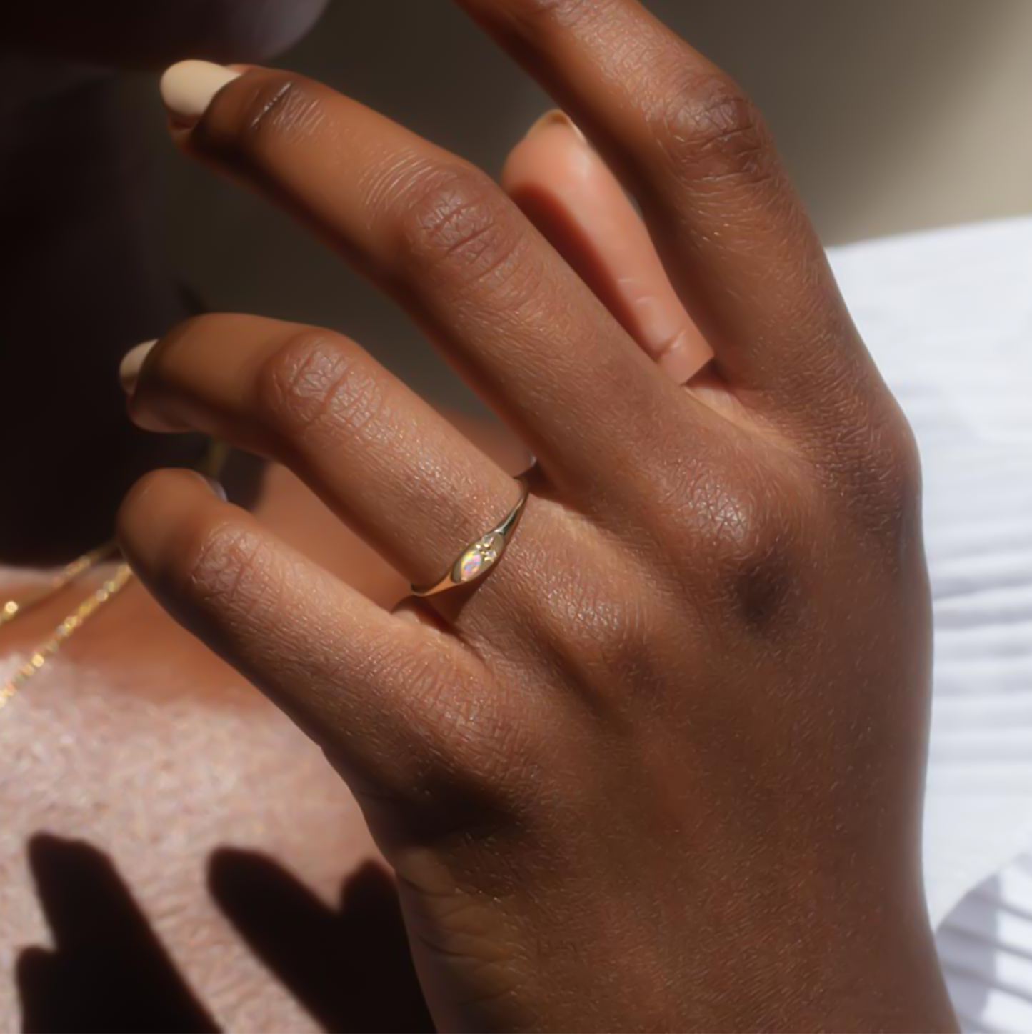 Opal Crystal Star Stack Ring