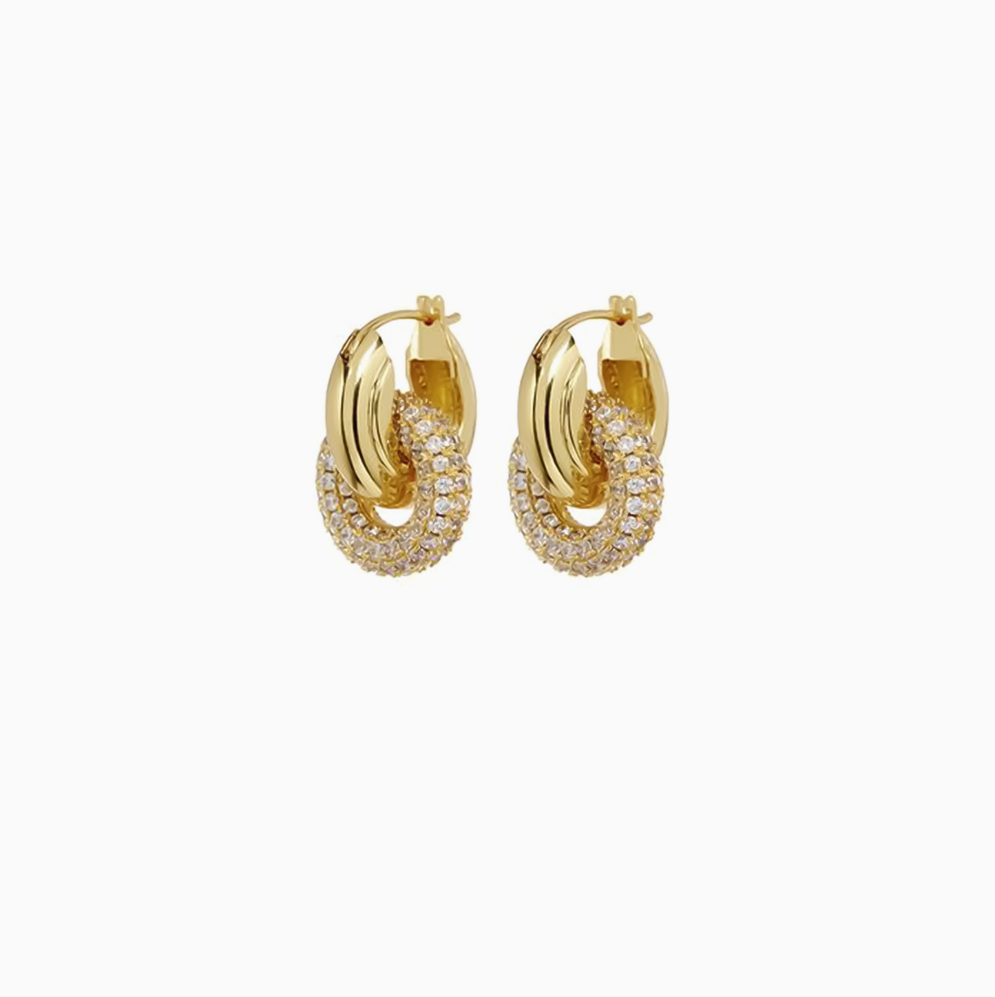 Retro Chunky Yellow Gold  Mixed Convertible Link Earrings