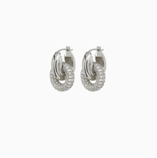 Retro Chunky Silver  Mixed Convertible Link Earrings