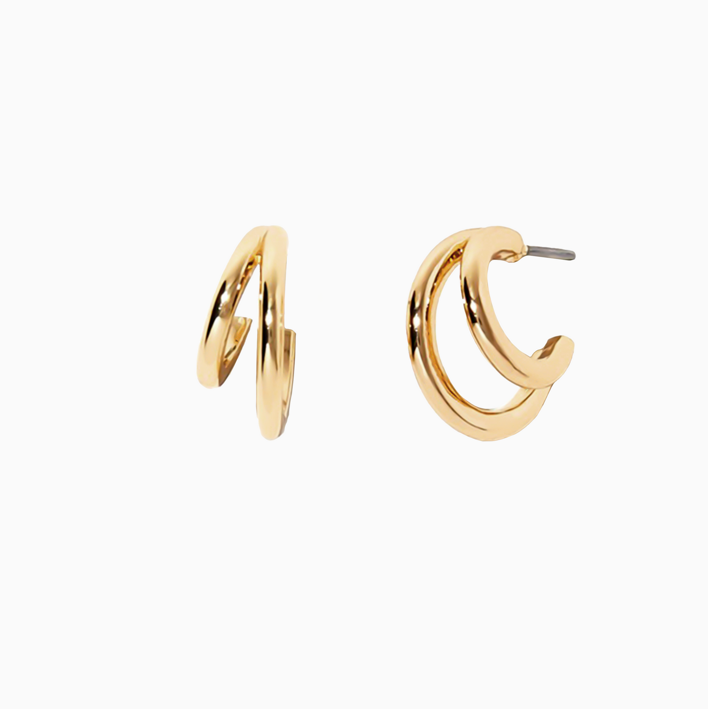 Yellow Gold Double Hoops Earrings