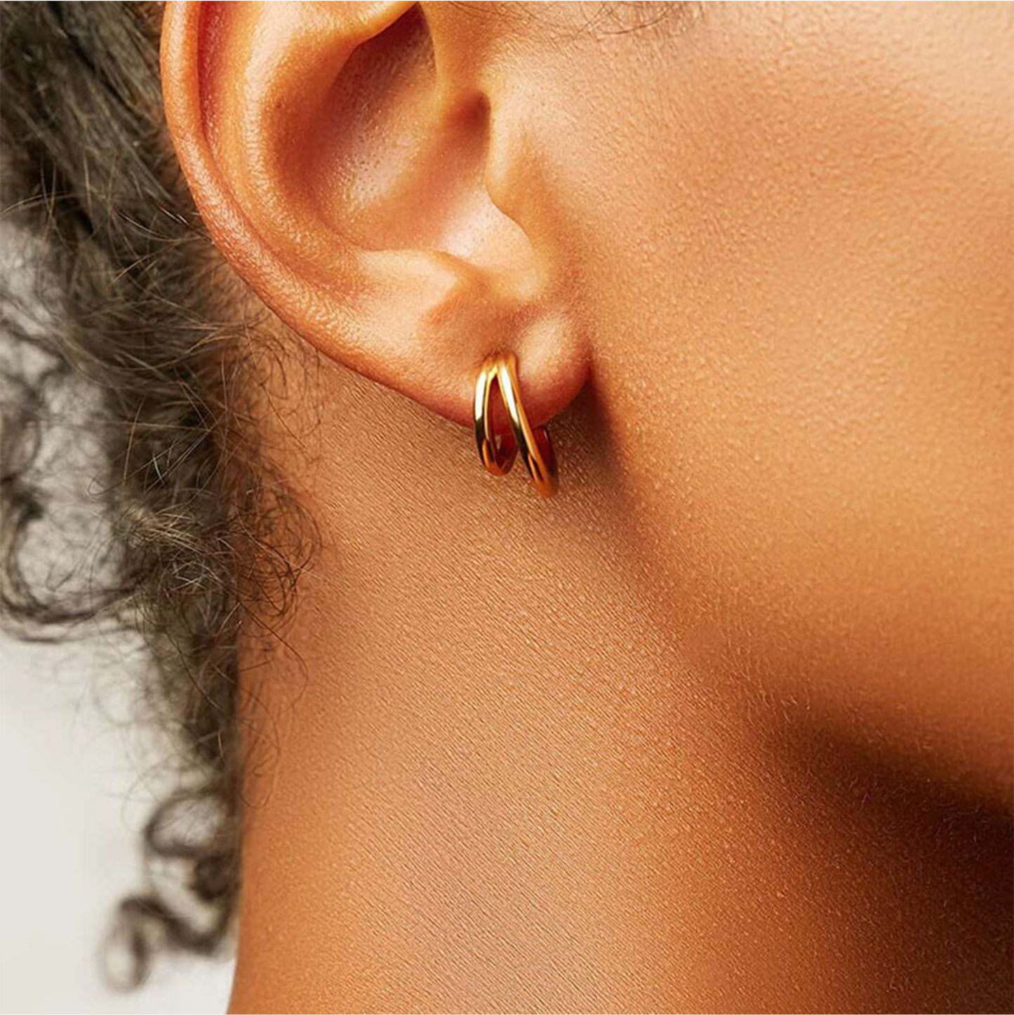 Yellow Gold Double Hoops Earrings