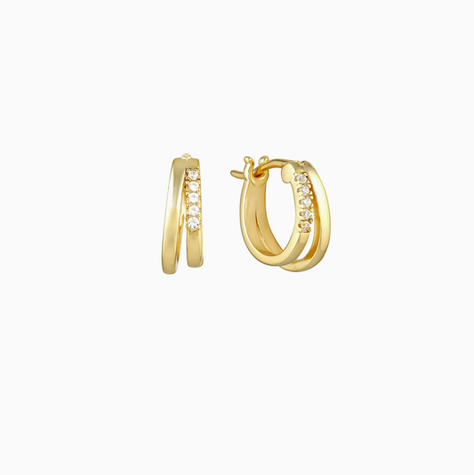 Yellow Gold Double Layers Earrings