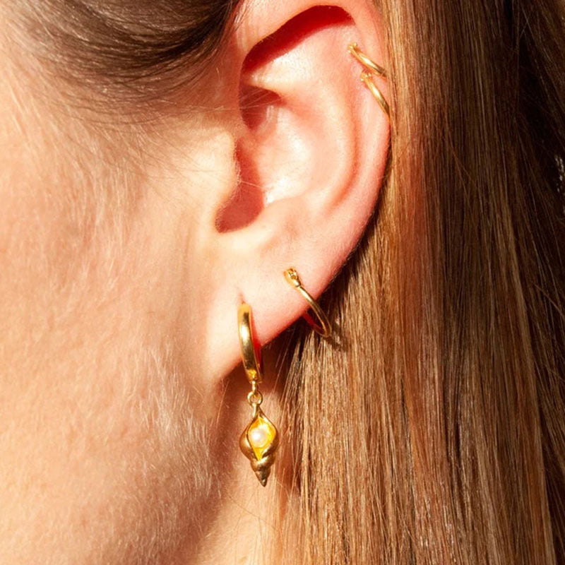 18k Gold-plated Conch Pearl Earrings