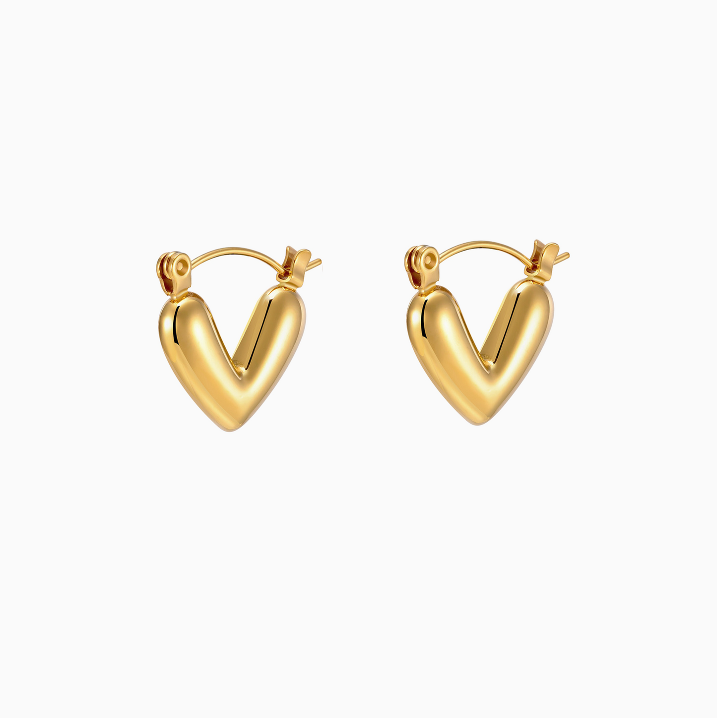 Yellow Gold Bold Heart Earrings