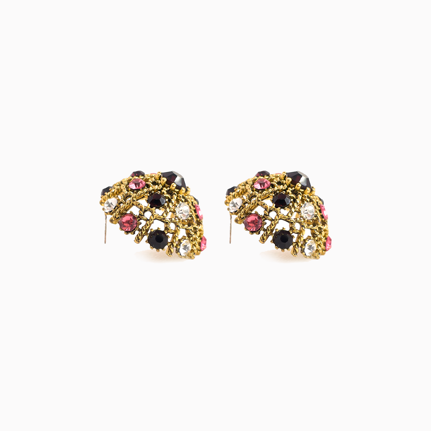 Golden Era Glamour Vintage-Inspired Round Gemstone Earrings