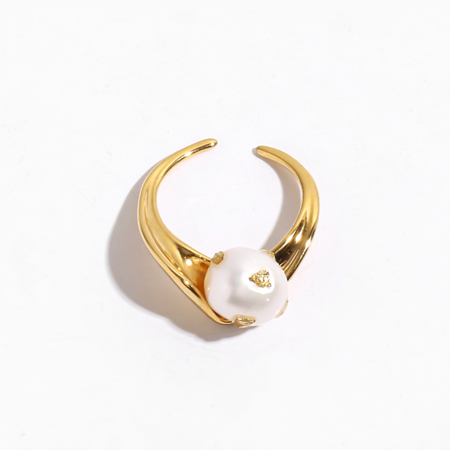 Gold-Plated with Gold-foil Natural Pearl Ring