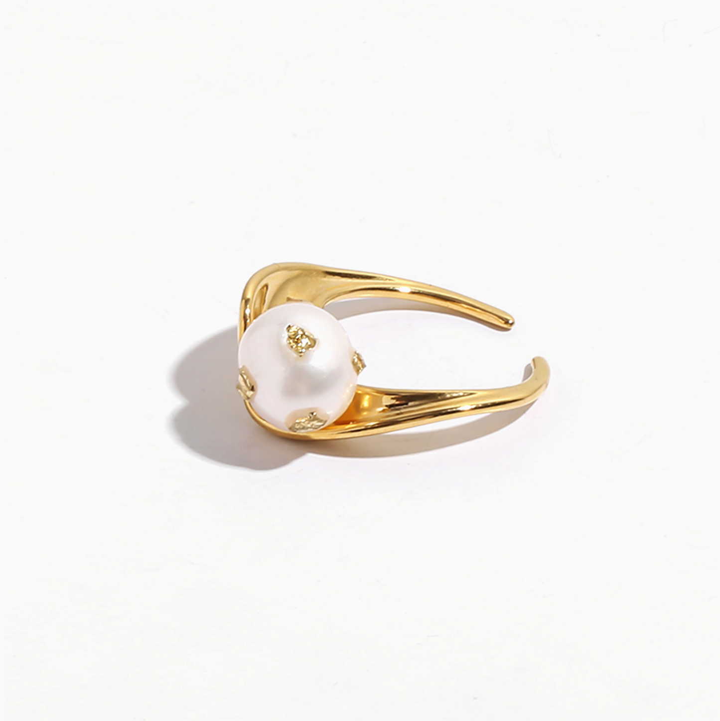 Gold-Plated with Gold-foil Natural Pearl Ring