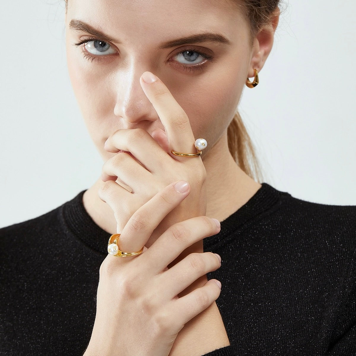 Gold-Plated with Gold-foil Natural Pearl Ring