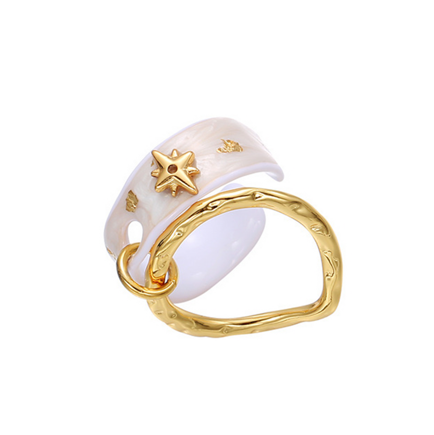 Handmade Gold foil Enamel Irregular Star Ring