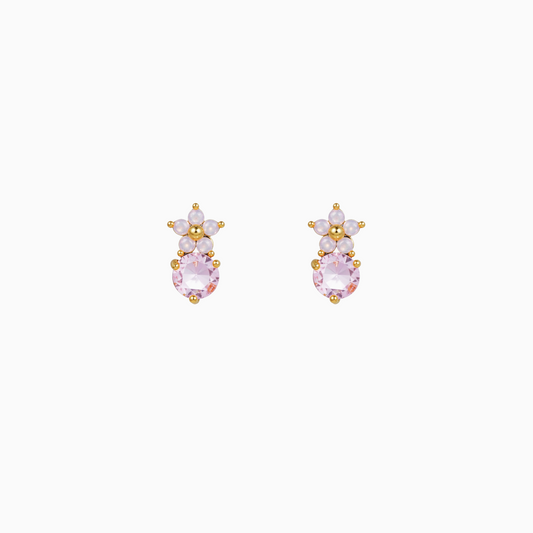 Pink Blossom Crystal Earrings