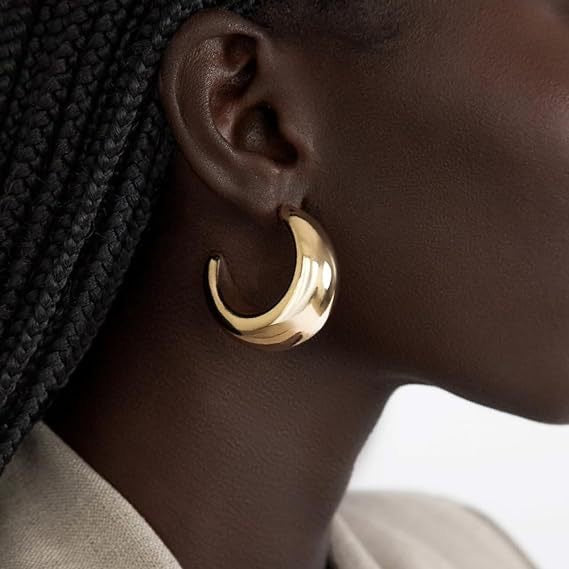 Yellow Gold Statement  Hoops