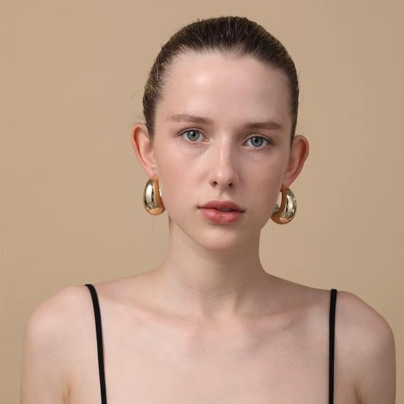 Yellow Gold Statement  Hoops