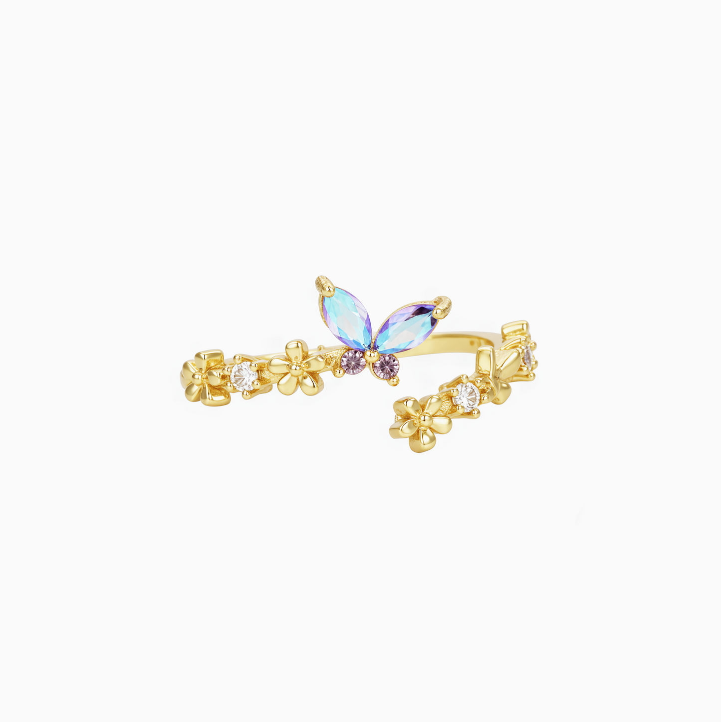 Crystal Golden Butterfly 18k Gold-plated Ring
