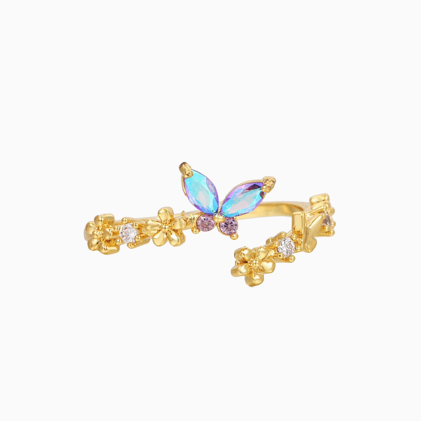 Crystal Golden Butterfly 18k Gold-plated Ring