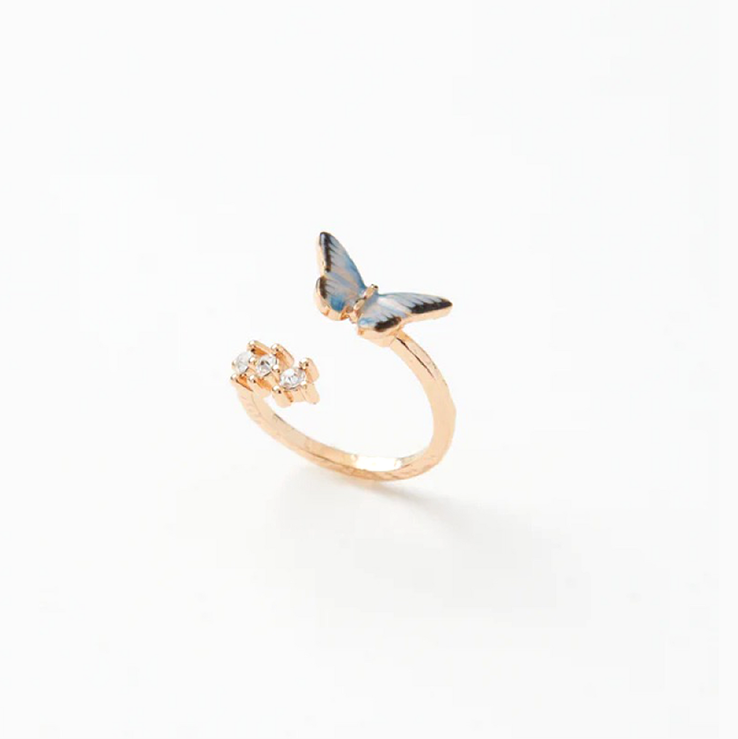 Retro Blue Butterfly Enamel 18k Gold-plated Ring