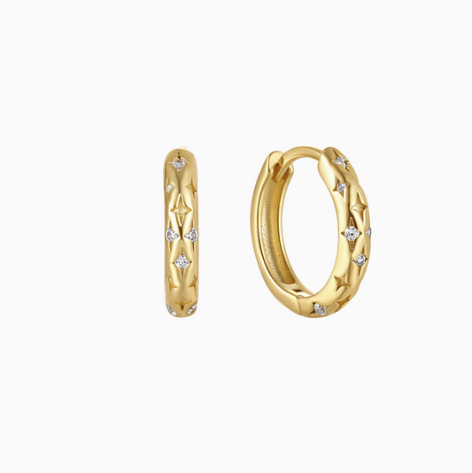 Yellow Gold Star Hoops