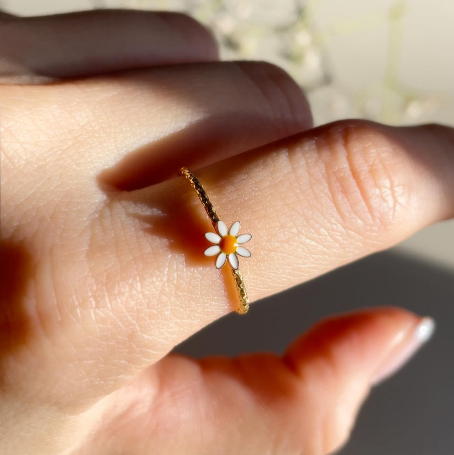 Delicate Daisy Gold Stack Ring