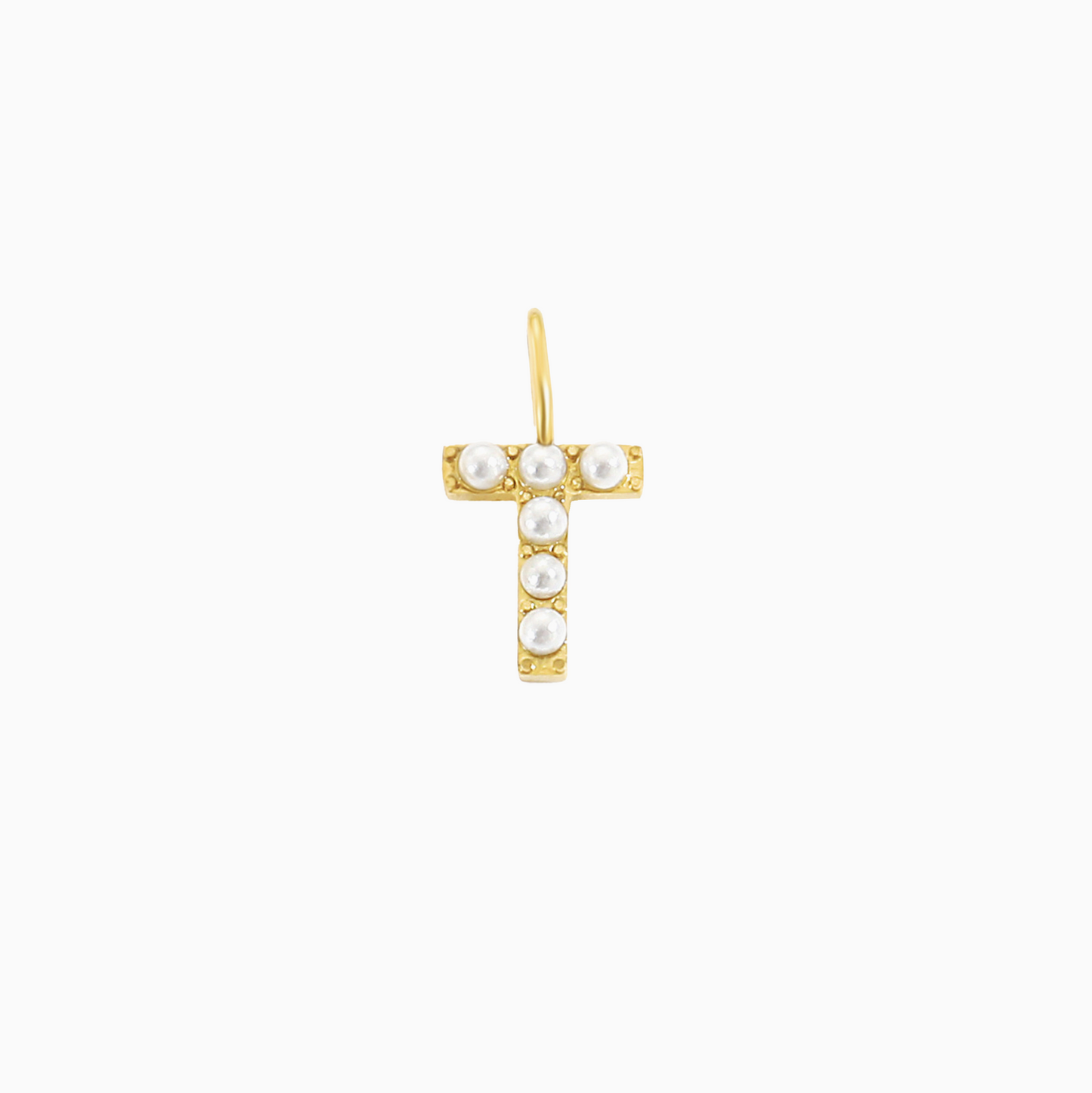 14K Pearl Letter Charm